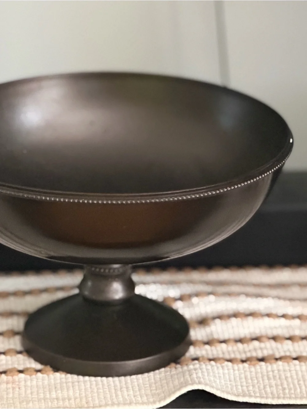 Small pottery barn Pedestal Bowl — Dark Bronze Decorative Centerpiece